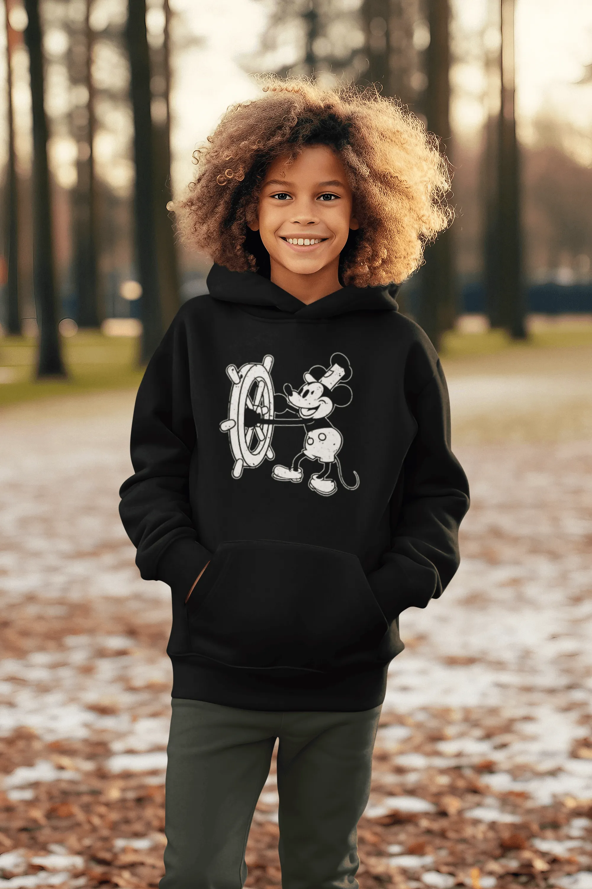 Retro Hoodie Early Cartoon Of Famous Animated Mouse Ultra Soft Blended Cotton Pulover