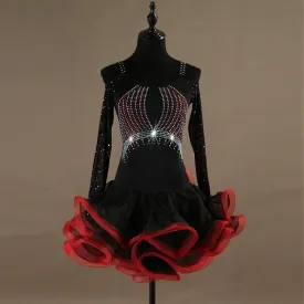 Rhinestone Bodice Ruffles & Flounce Rhythm / Latin Ballroom Dance Dress