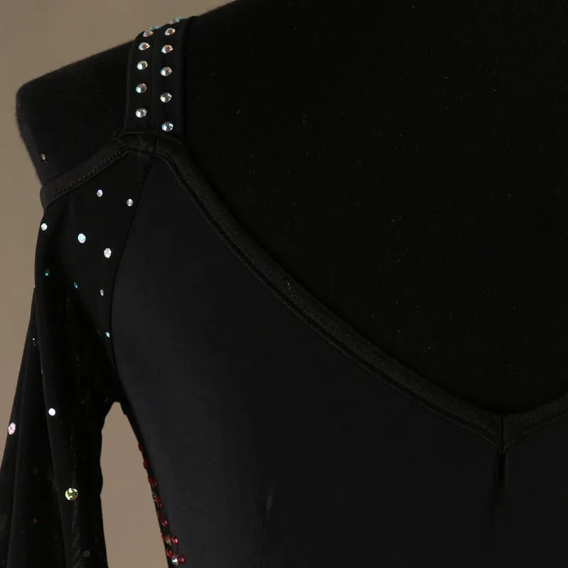 Rhinestone Bodice Ruffles & Flounce Rhythm / Latin Ballroom Dance Dress