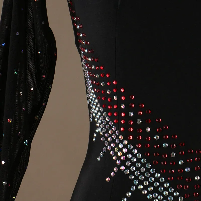 Rhinestone Bodice Ruffles & Flounce Rhythm / Latin Ballroom Dance Dress