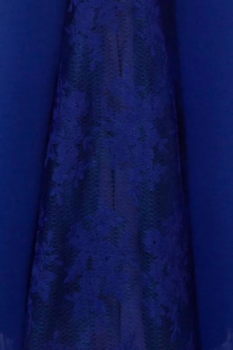 Ruby Navy Blue Off The Shoulder Lace Fishtail Maxi Dress