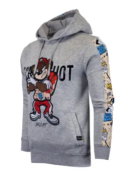 SCREENSHOT CARTOON FLEECE HOODIE-H11059 (H.GREY)