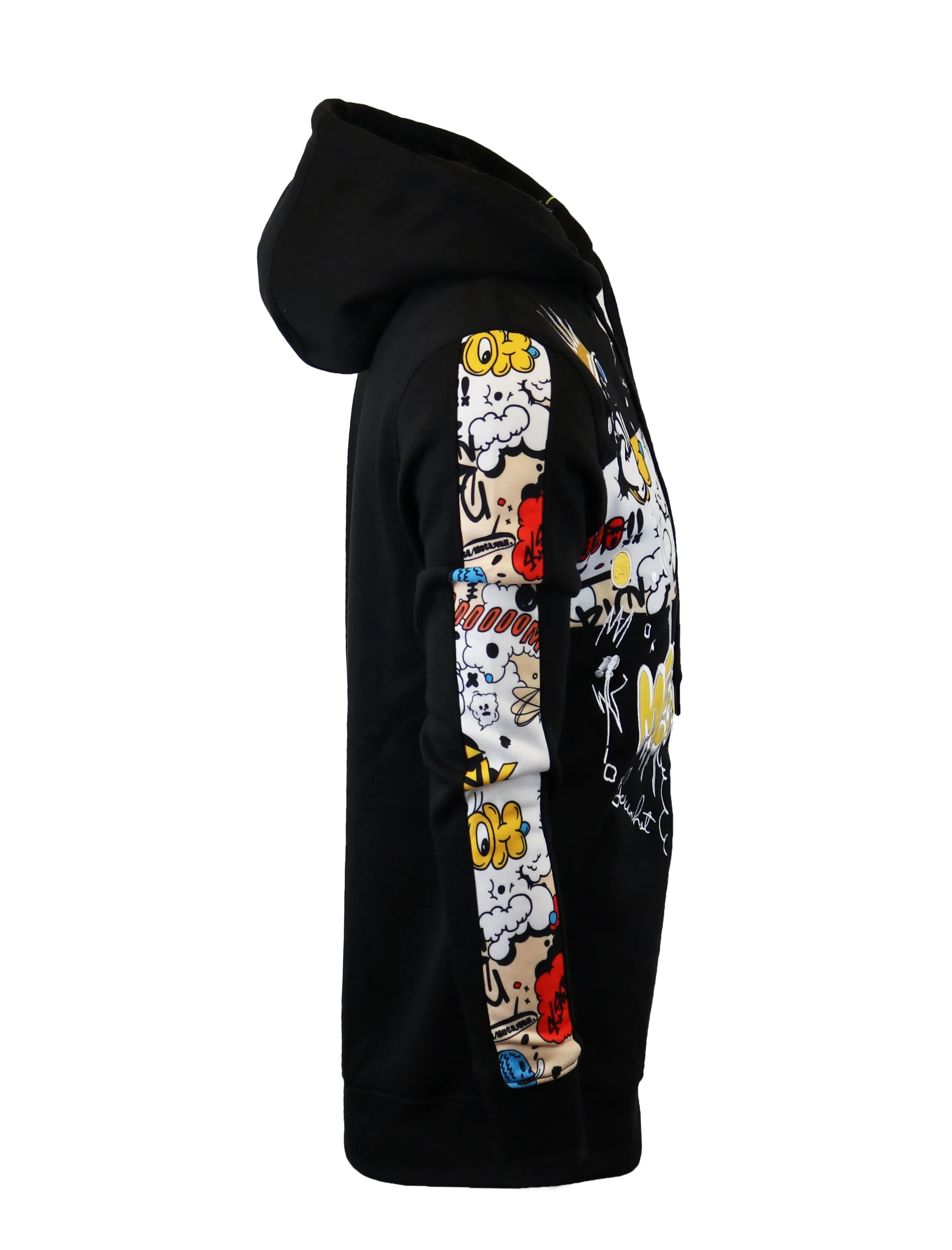 SCREENSHOT CARTOON FLEECE HOODIE-H11068 (BLACK)