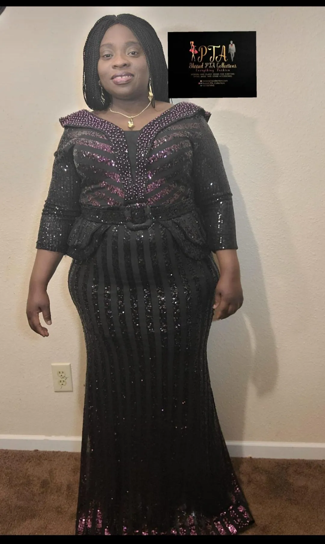 Sequin belted dress