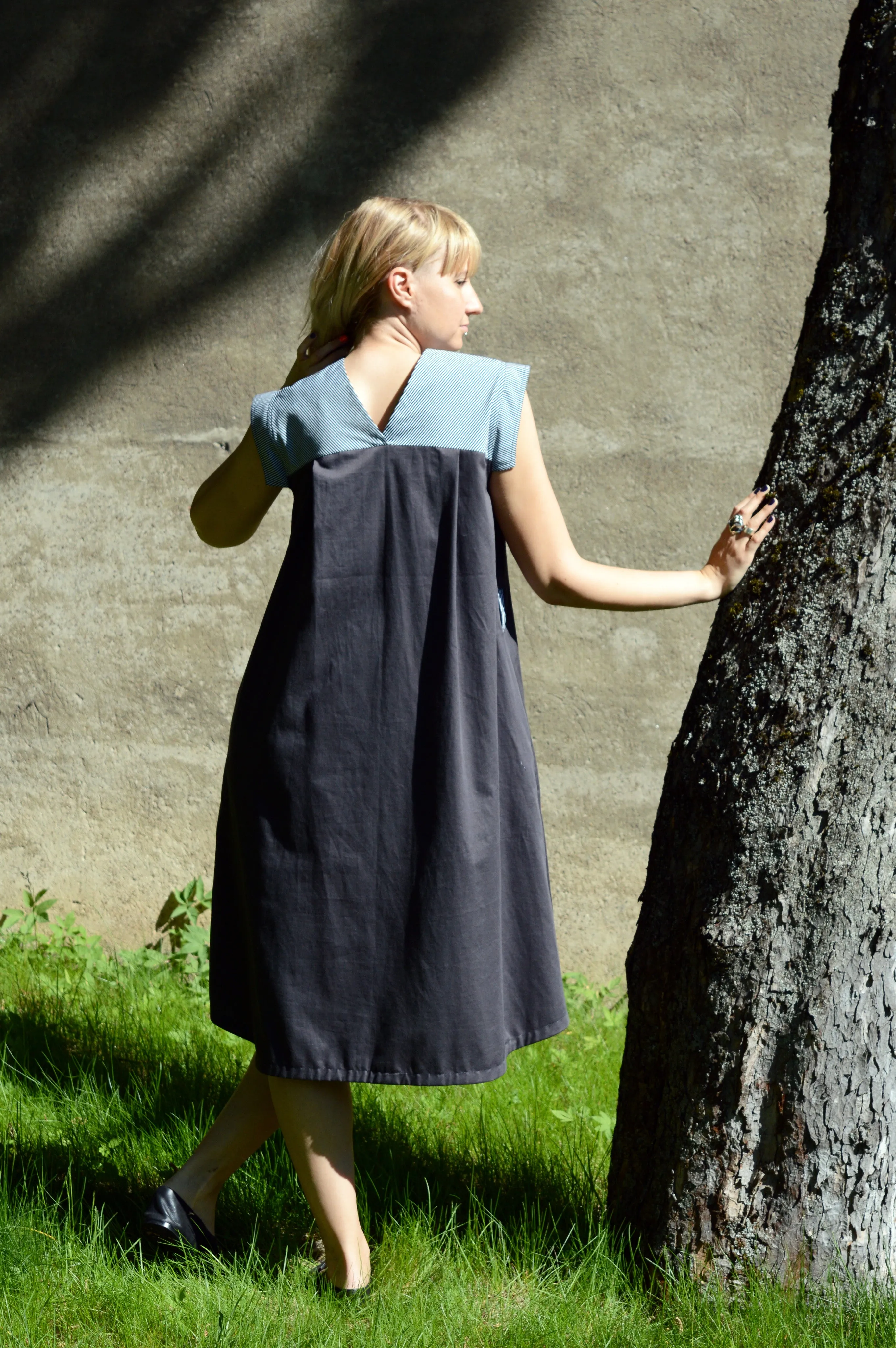 Short sleeve Cute Summer Grey Cotton Dress