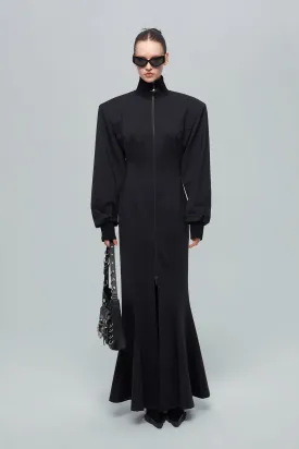 Shoulder up and split slim dress