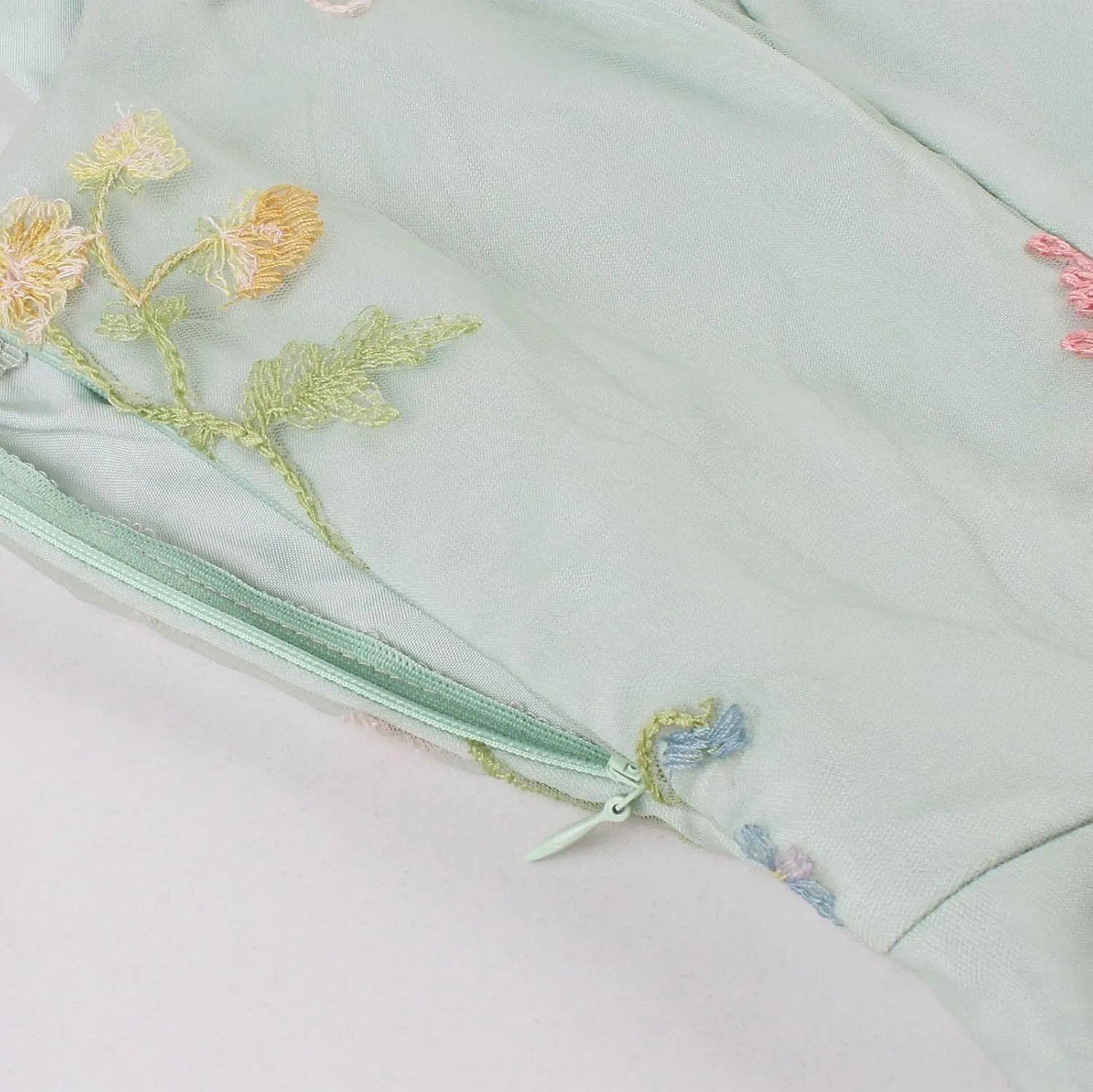Silk Embroidered Dress for Women Summer Bow Tie Spaghetti Strap Tulle Prom Dress Short A line Cocktail Evening Party Dress