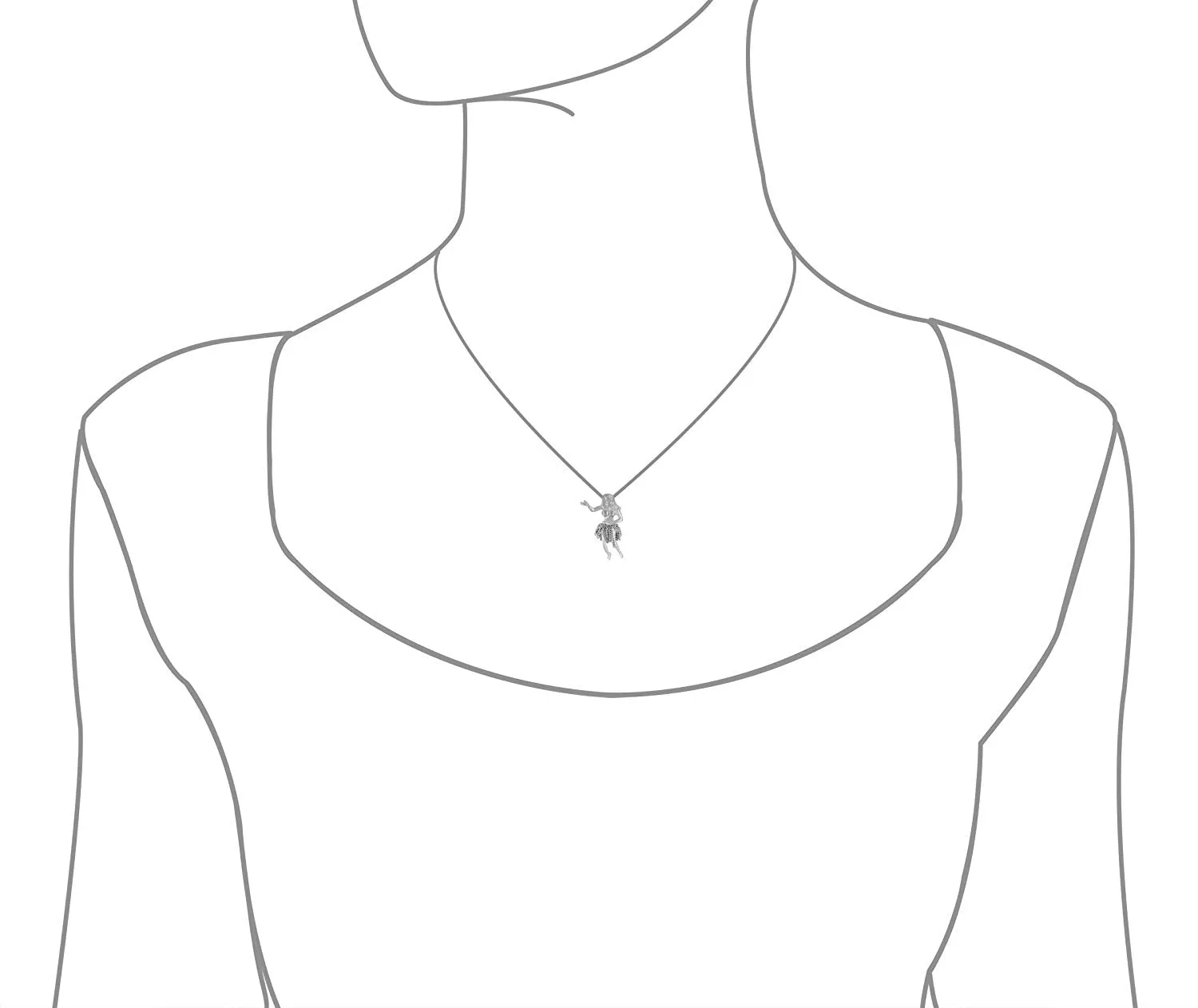 Sterling Silver Hula Girl Chain Skirt Pendant
