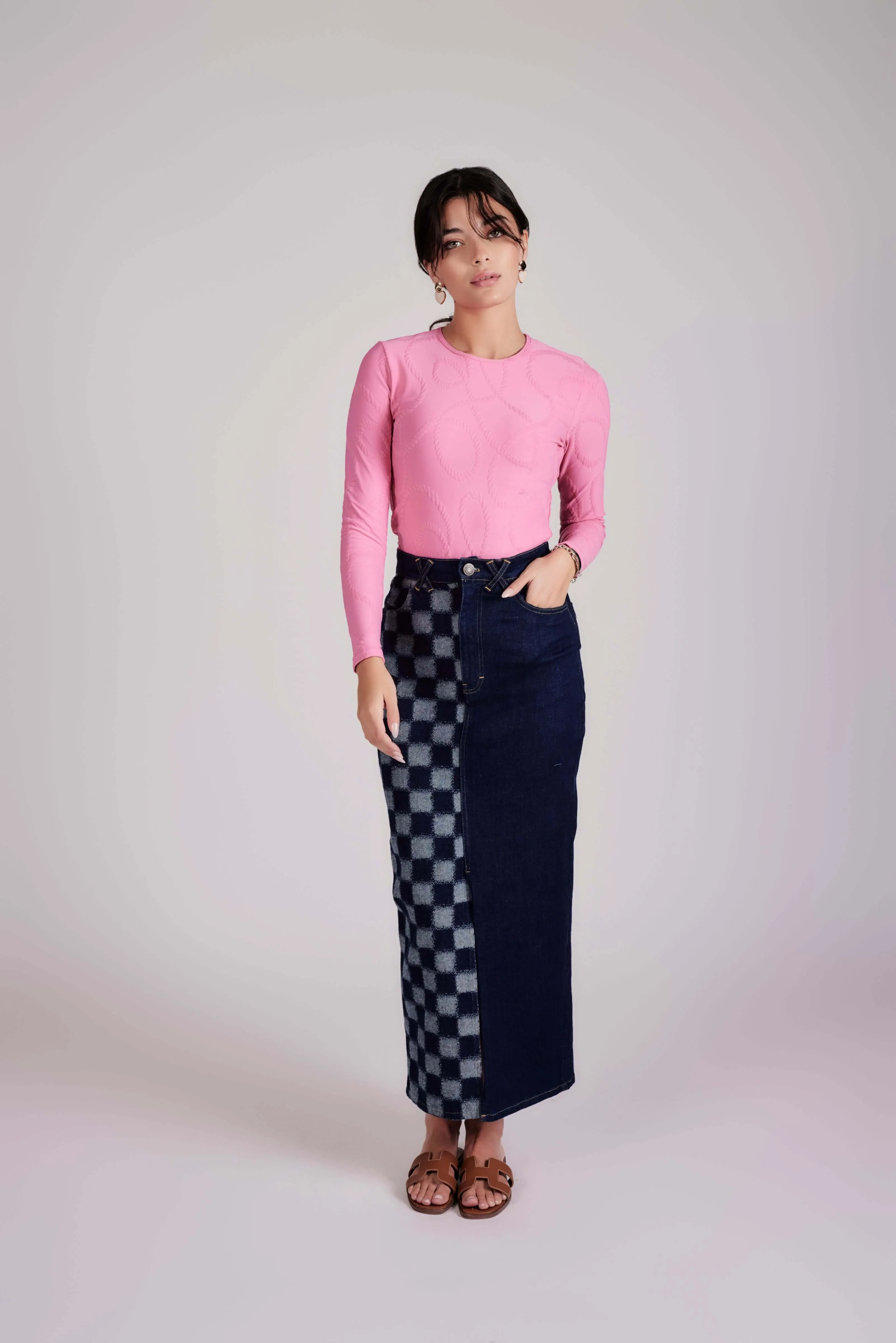 Straight Denim Skirt
