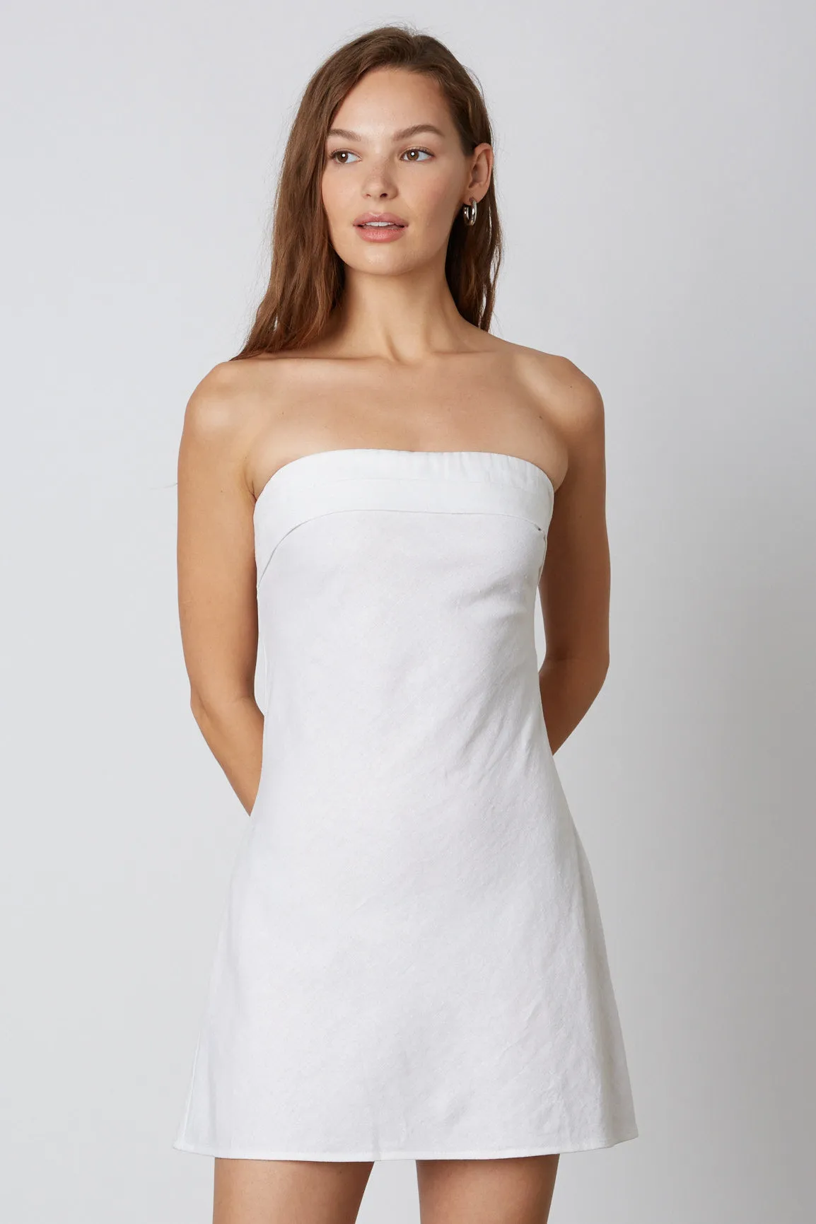 Strapless Linen Mini Dress