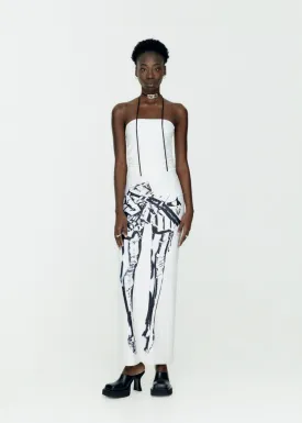Twirl Skirt Print Dress Ecru