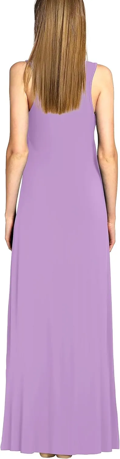 Urban CoCo Women's Scoop Neck Solid Sleeveless Summer Beach Tank Top Casual Maxi Dress