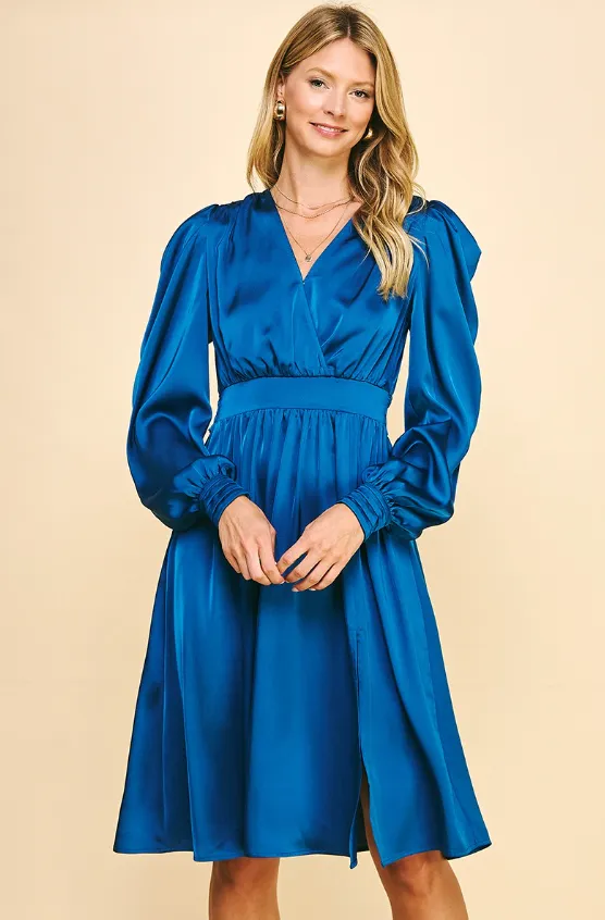 Valerie Satin Long Sleeve Mini Dress