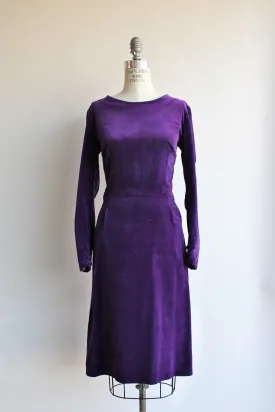 Vintage 1950s Purple Cotton Velvet Dress