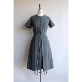 Vintage 1960s Gray Wool Fit and Flare Dress