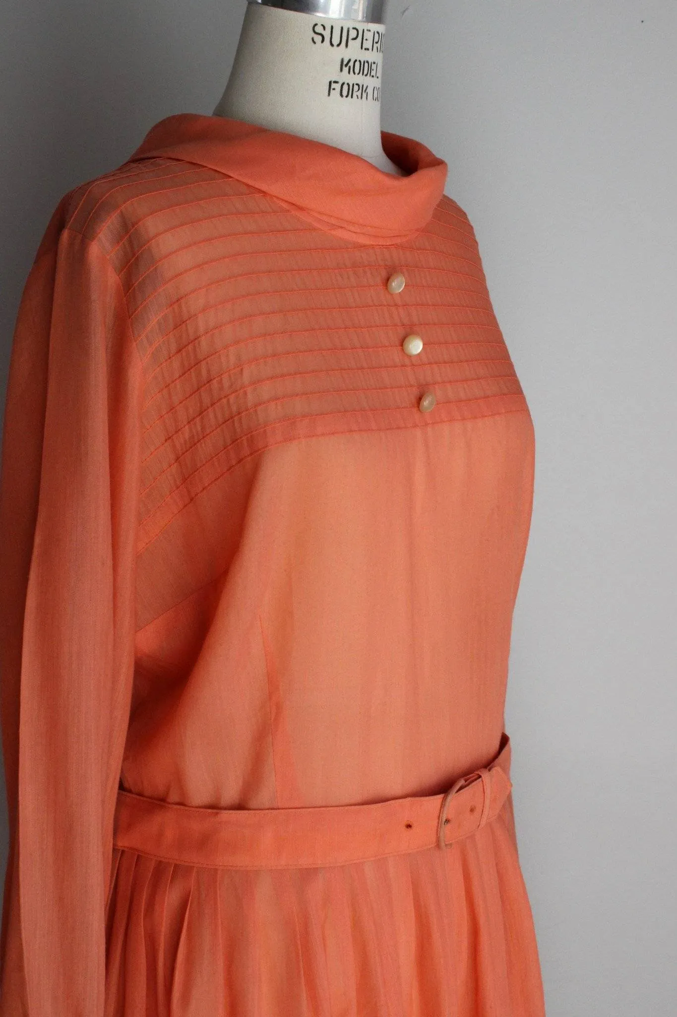 Vintage 1960s Orange Carol Brent Dress with Belt