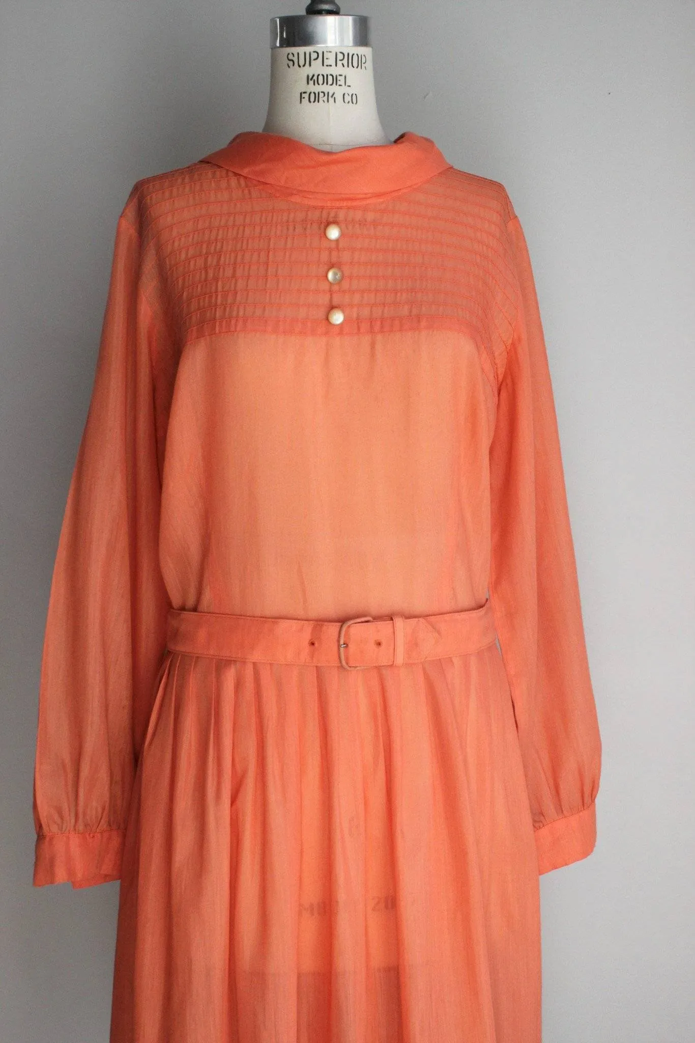 Vintage 1960s Orange Carol Brent Dress with Belt