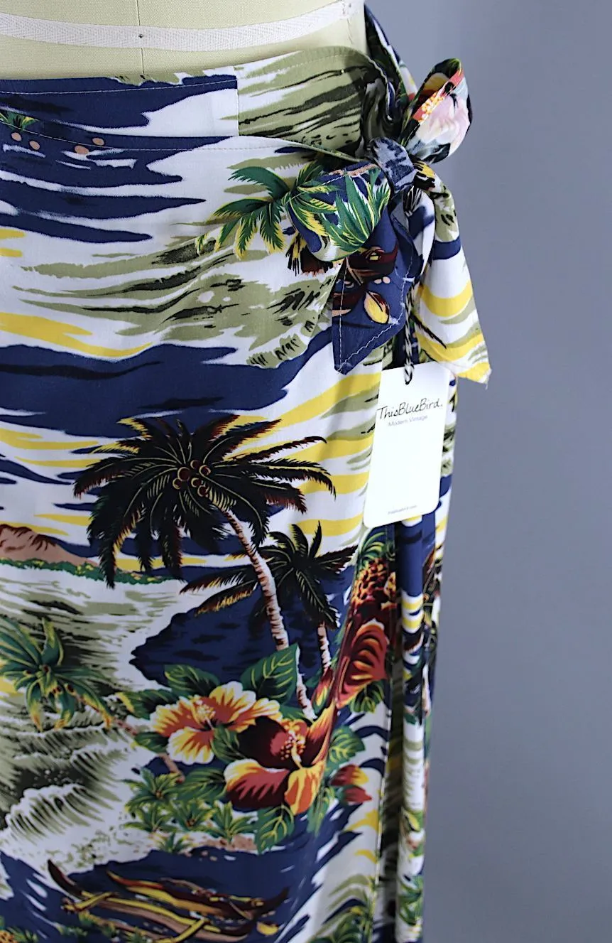 Vintage 1980s Hawaiian Print Blouse & Skirt Set / Hilo Hattie