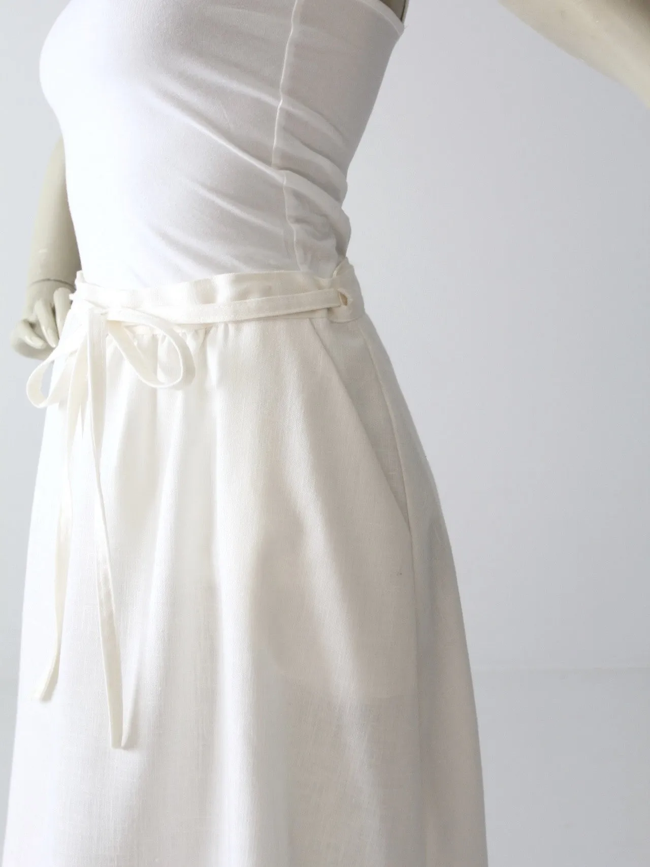 vintage 70s white wrap skirt