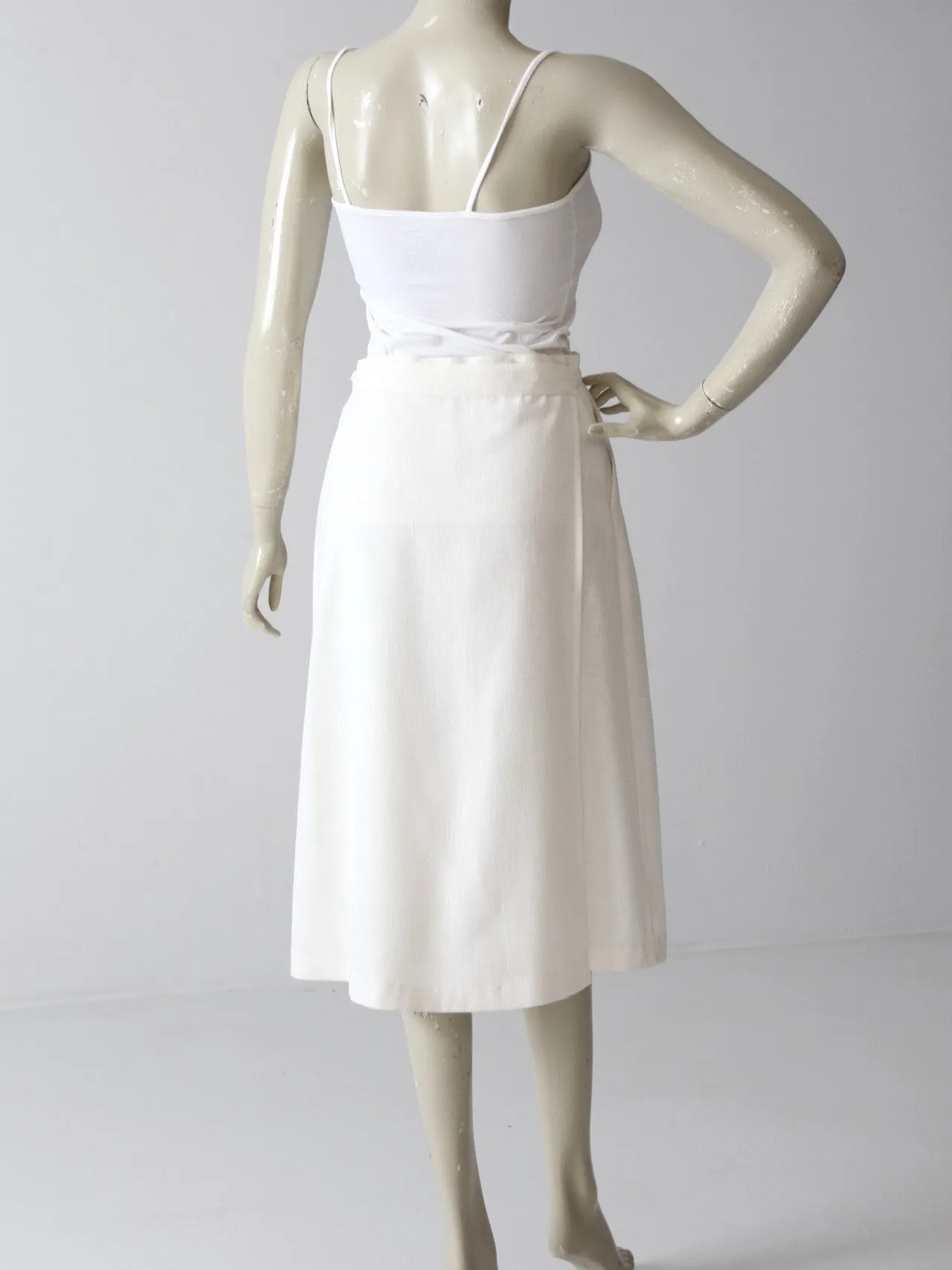 vintage 70s white wrap skirt