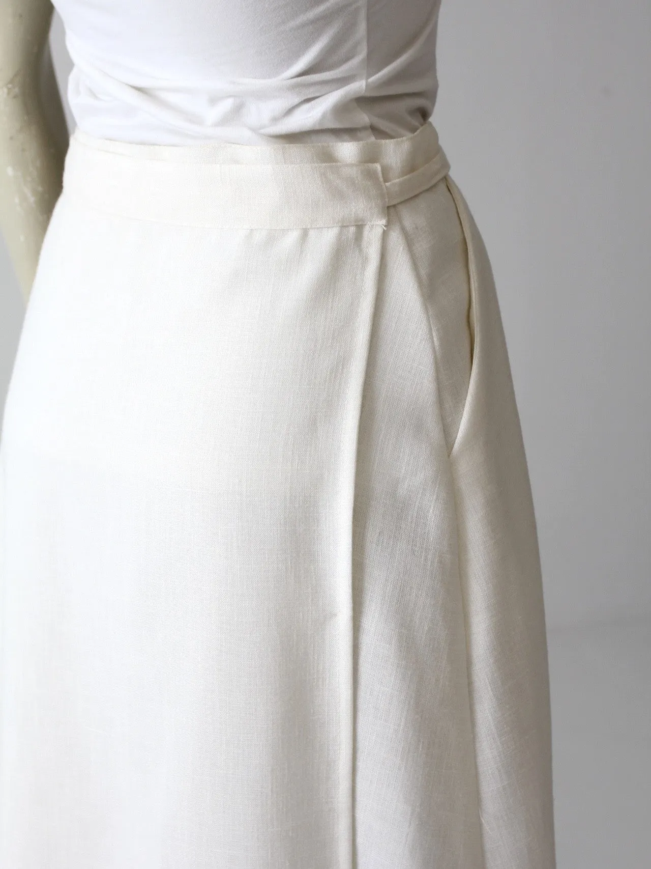 vintage 70s white wrap skirt