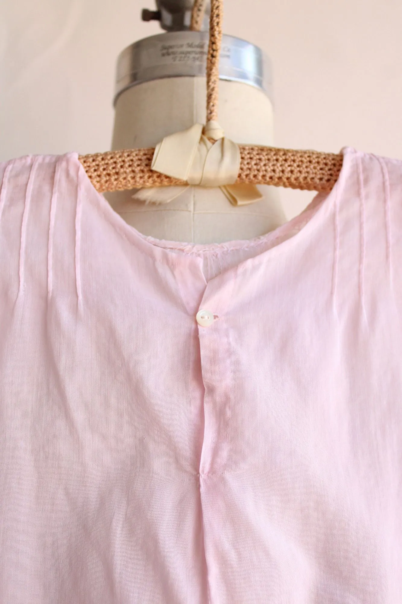 Vintage Handmade Pink Cotton Baby Dress