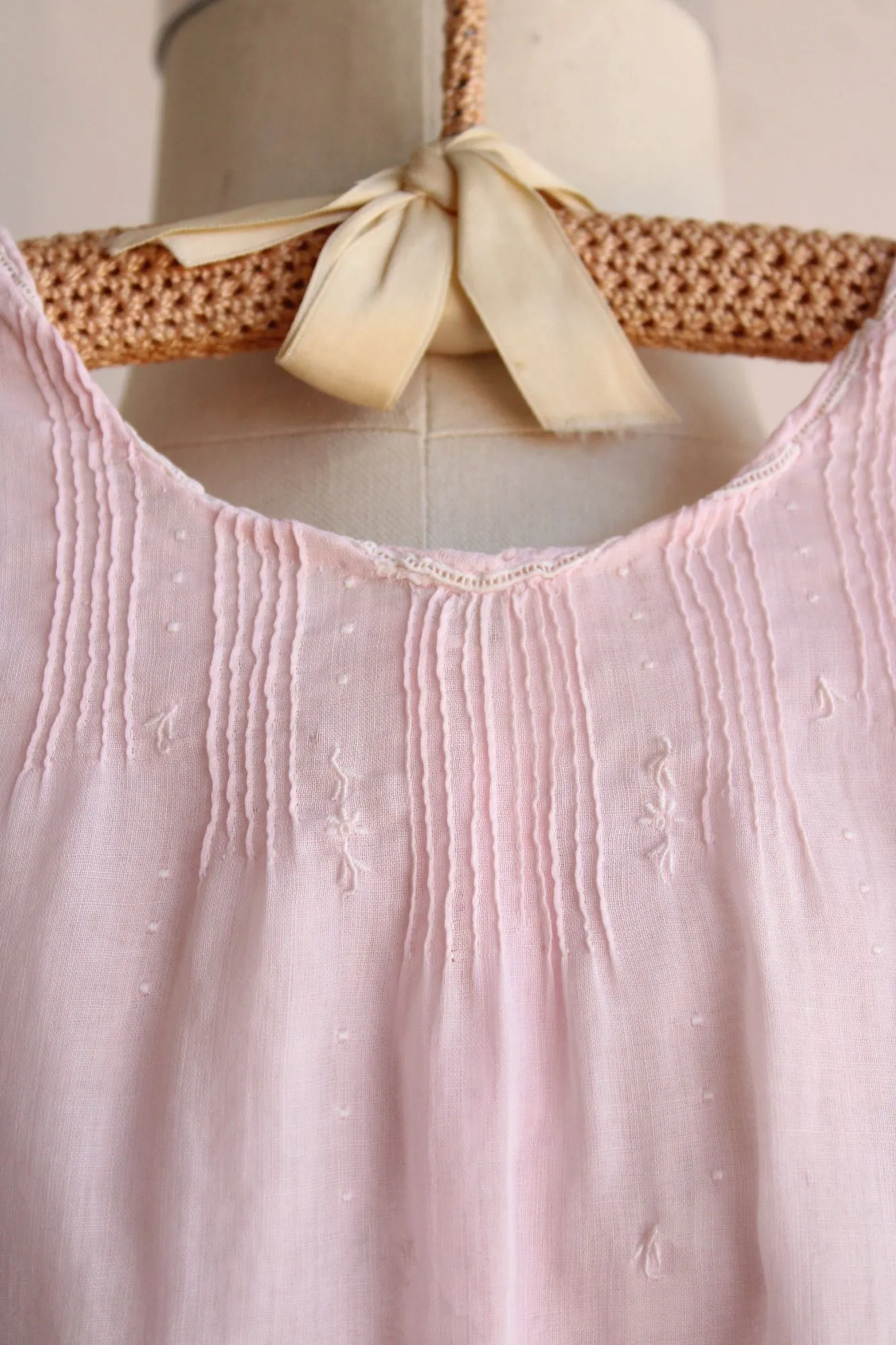 Vintage Handmade Pink Cotton Baby Dress