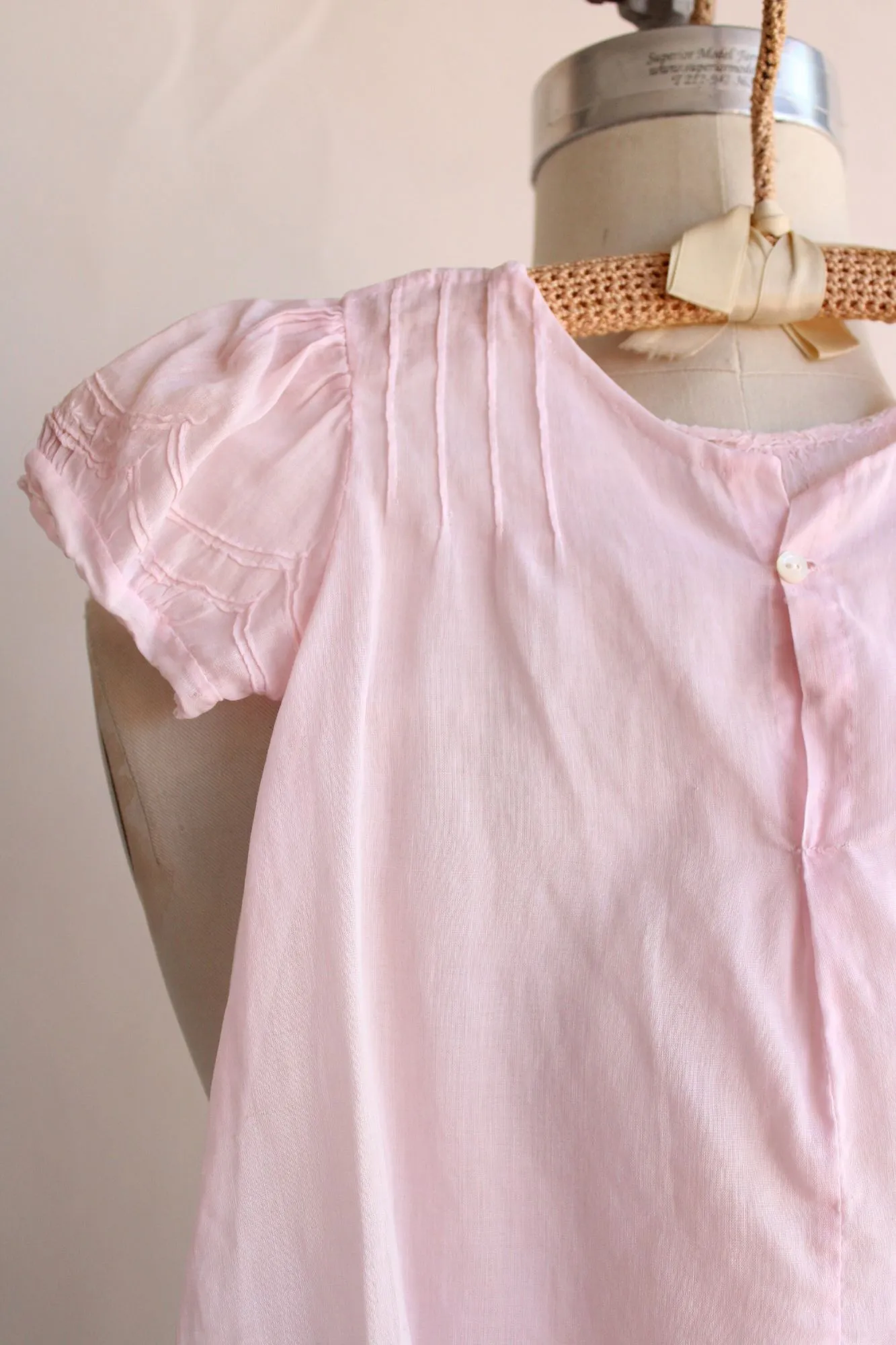 Vintage Handmade Pink Cotton Baby Dress
