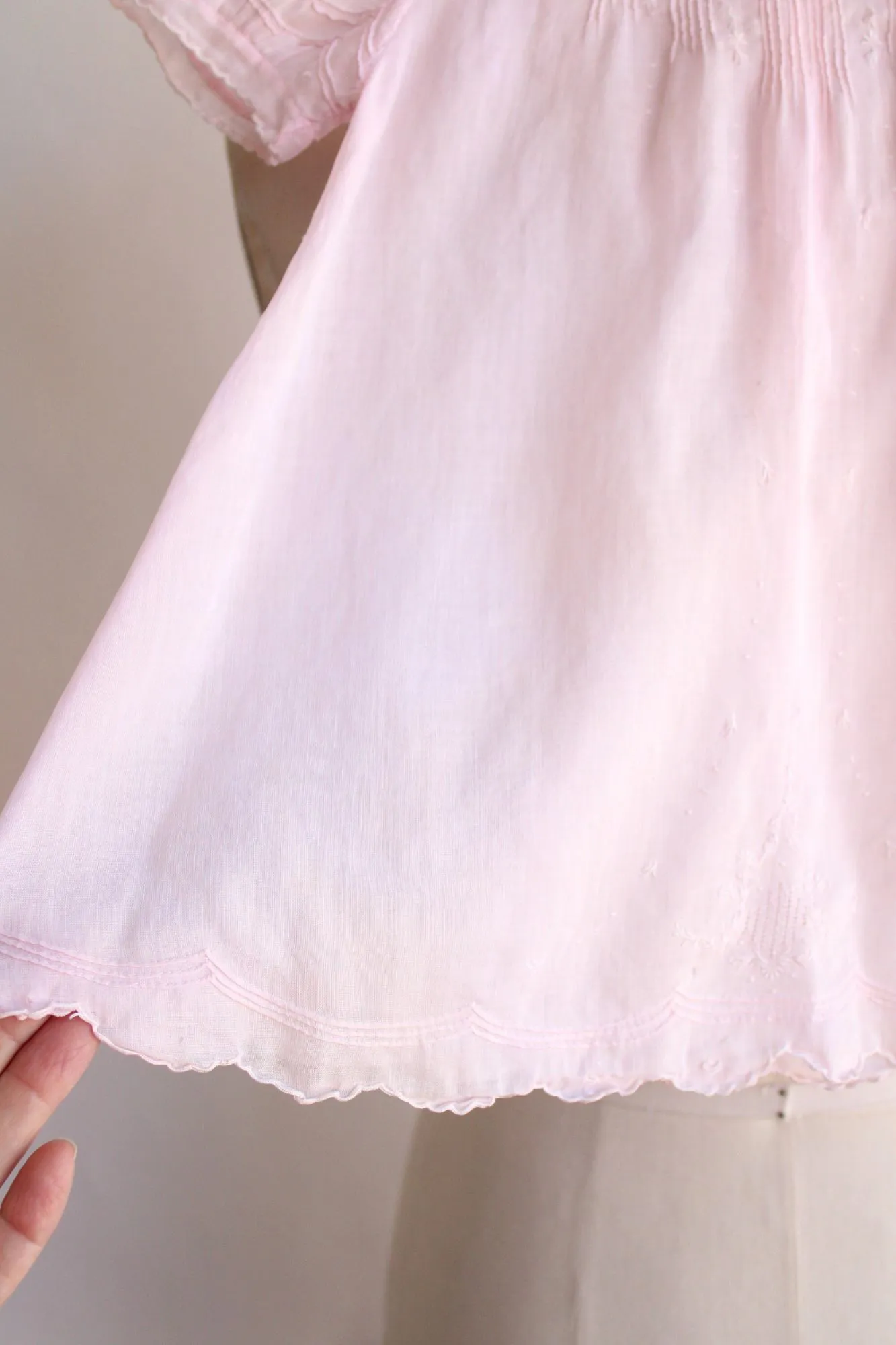 Vintage Handmade Pink Cotton Baby Dress