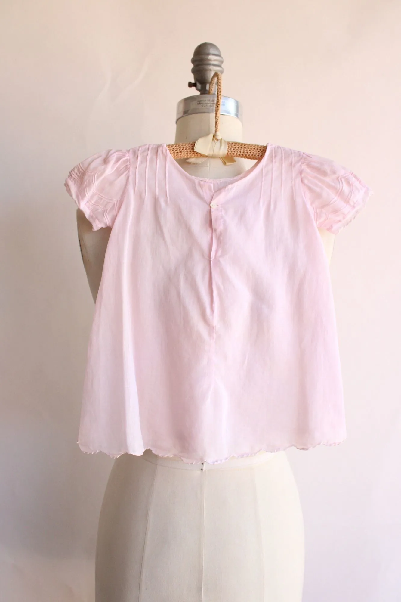 Vintage Handmade Pink Cotton Baby Dress