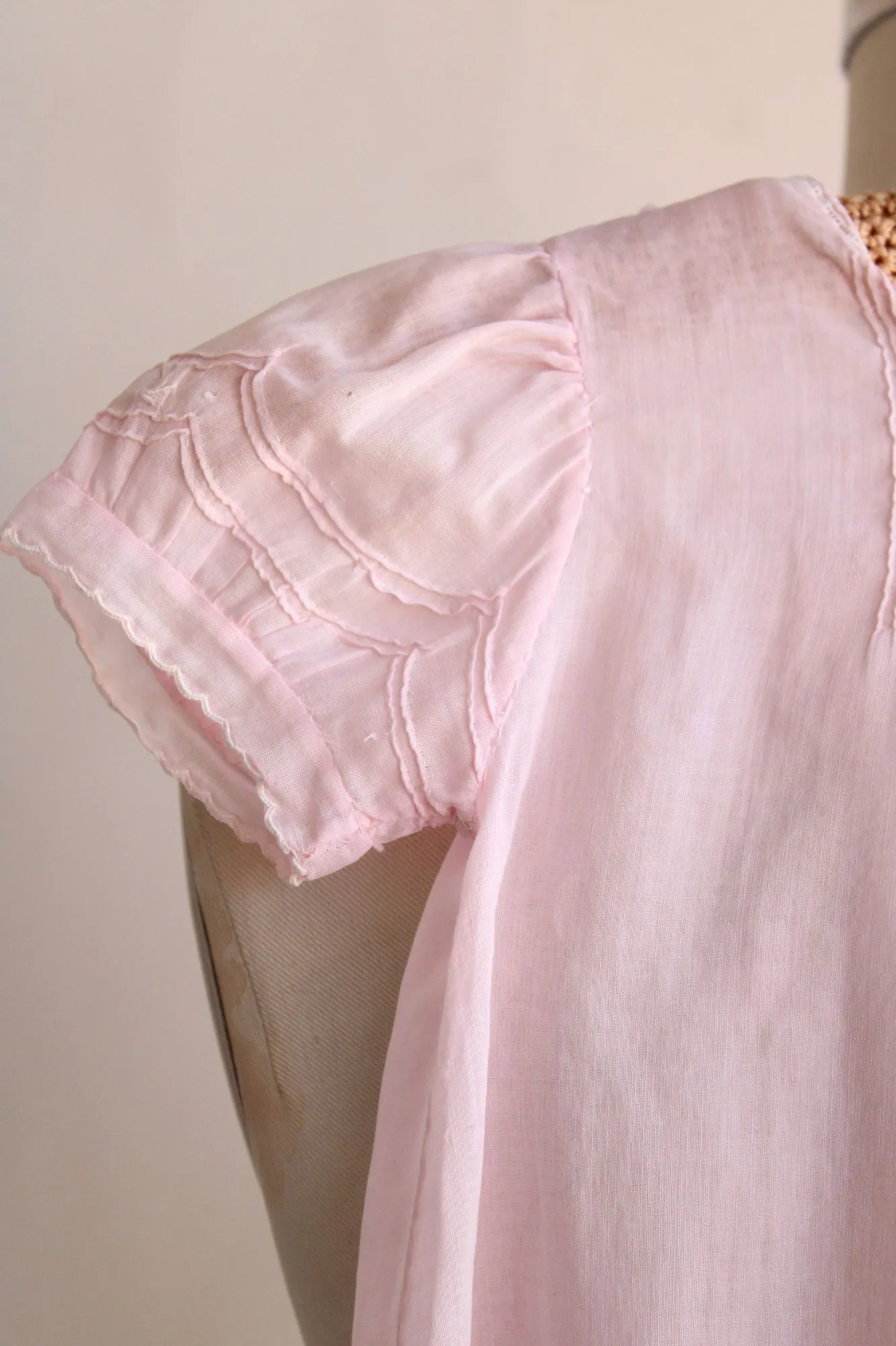 Vintage Handmade Pink Cotton Baby Dress
