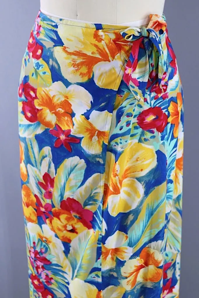 Vintage Hawaiian Print Wrap Skirt