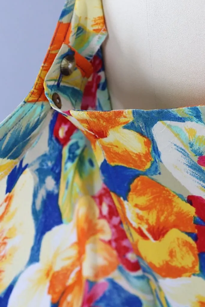 Vintage Hawaiian Print Wrap Skirt