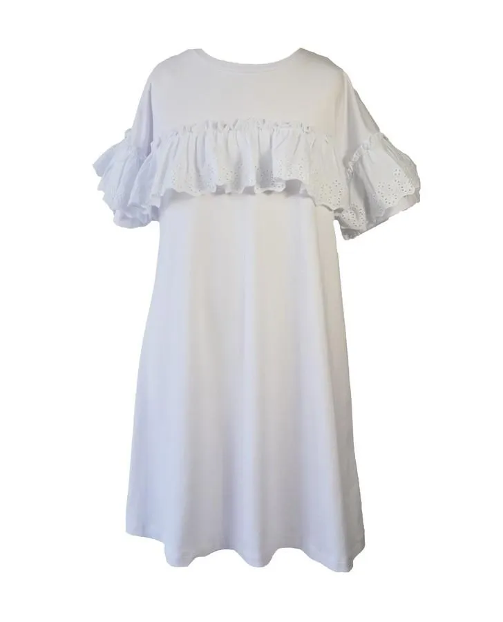 White Lace Trim Dress