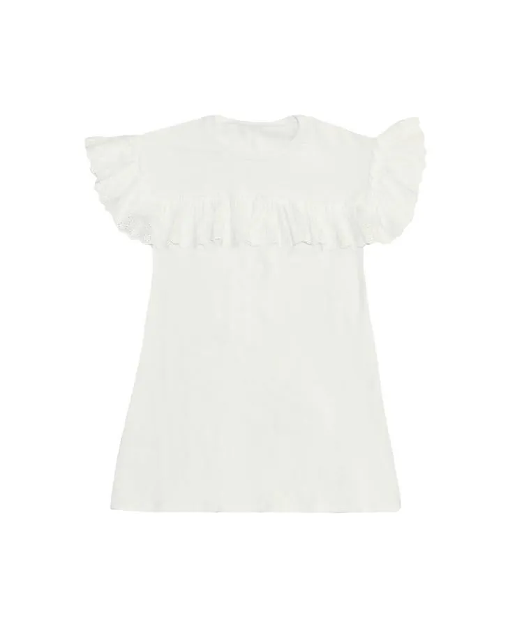 White Lace Trim Dress