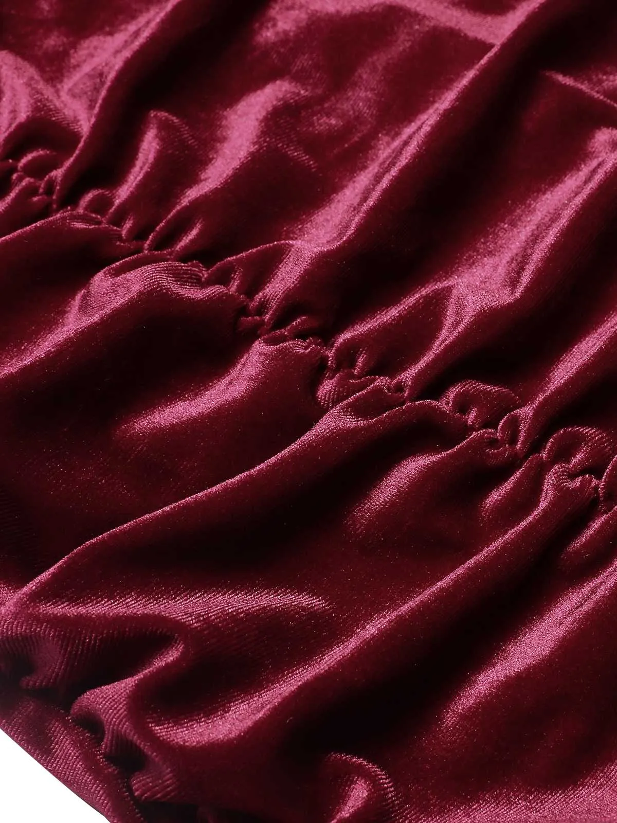 Wine Red 1930s Ruffled Hem Pleated Dress
