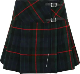 Womens 16.5 Inch Plaid Mini Kilt Billie Skirt Leather Buckled Straps
