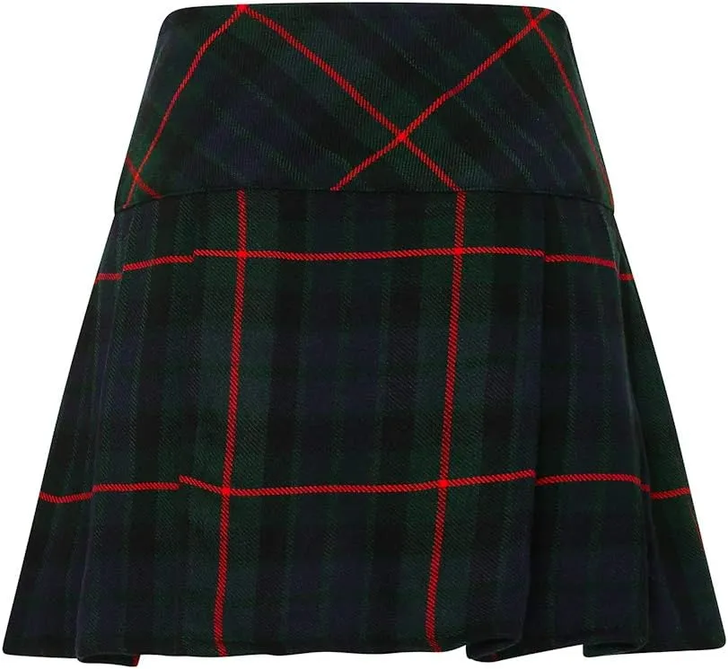 Womens 16.5 Inch Plaid Mini Kilt Billie Skirt Leather Buckled Straps
