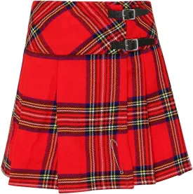 Womens 16.5 Inch Plaid Mini Kilt Billie Skirt Leather Buckled Straps