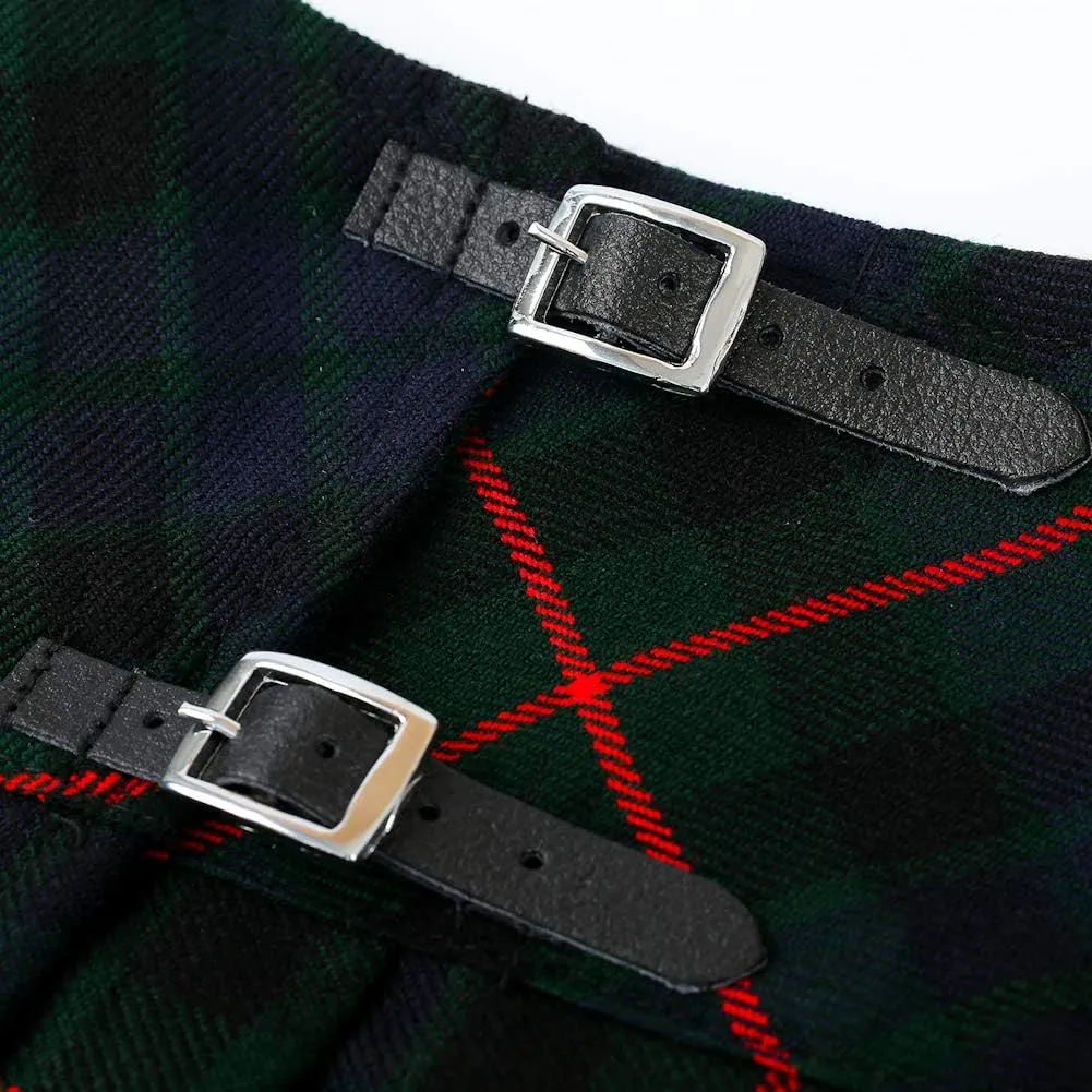 Womens 16.5 Inch Plaid Mini Kilt Billie Skirt Leather Buckled Straps
