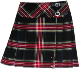 Womens 20" Plaid Knee Length Kilt Billie Skirt Leather Buckled Straps