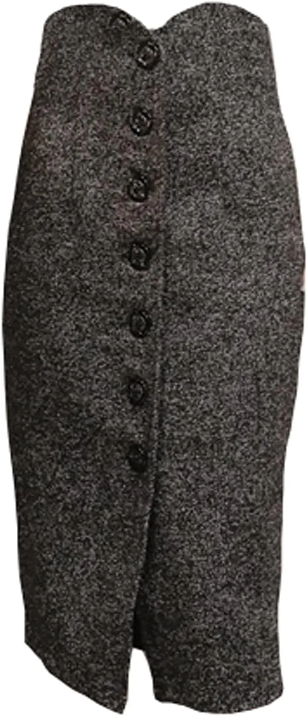 Women's Bodycon Hip-Wrapped Button Front High Waist Straight Pencil Skirt for Women Tummy Control Below The Knee