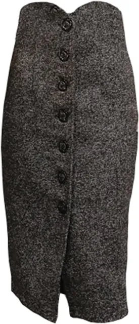 Women's Bodycon Hip-Wrapped Button Front High Waist Straight Pencil Skirt for Women Tummy Control Below The Knee