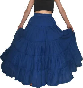 Women's Cotton 5 Tiered A Line Pleated Maxi Skirt Long Boho Gypsy Dance Skirts
