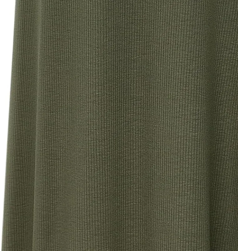 Womens Knit Long Skirts with Side Slit | Ribbed High Waist Stretch Skirt with Drawstring, Casual Solid Dresses