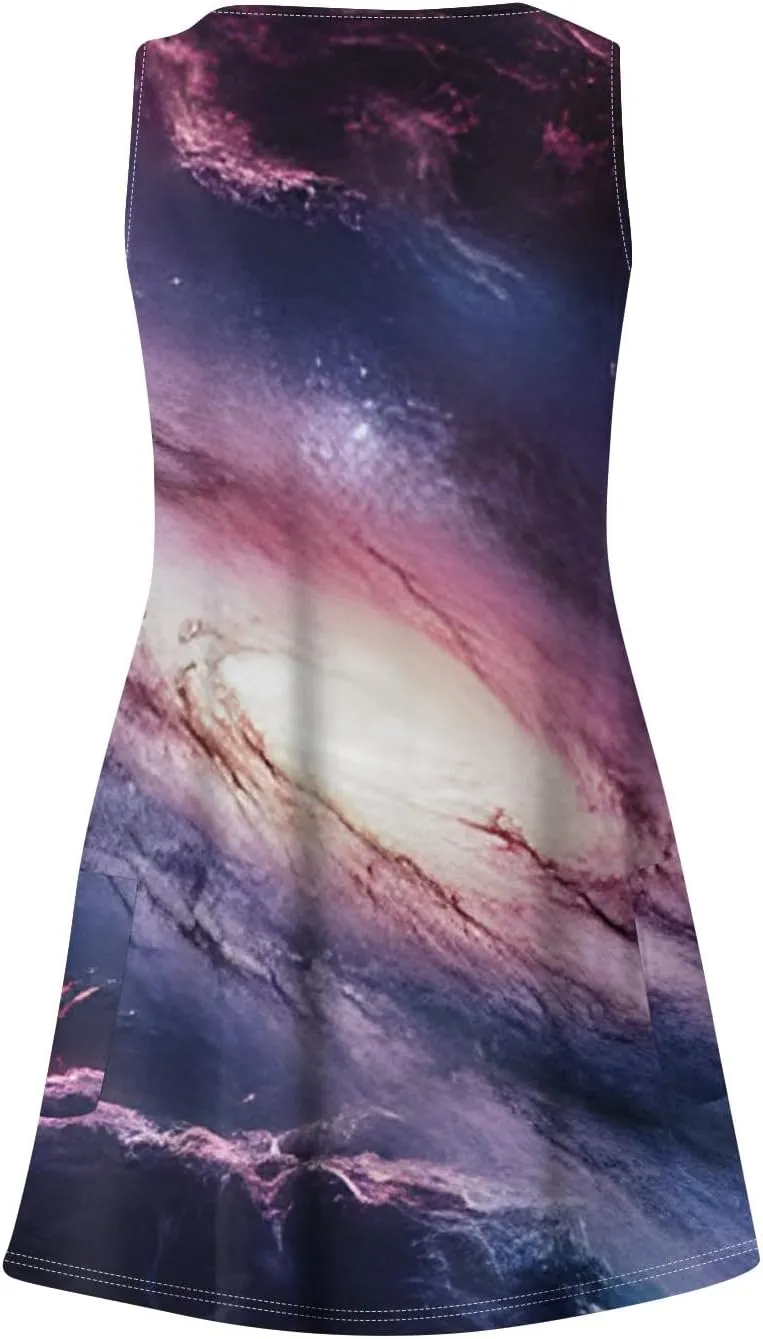 Womens Summer Dresses Beach Printed Sundress Sleeveless 2025 Swimsuit Coverup Vacation V Neck Dress with Pocket