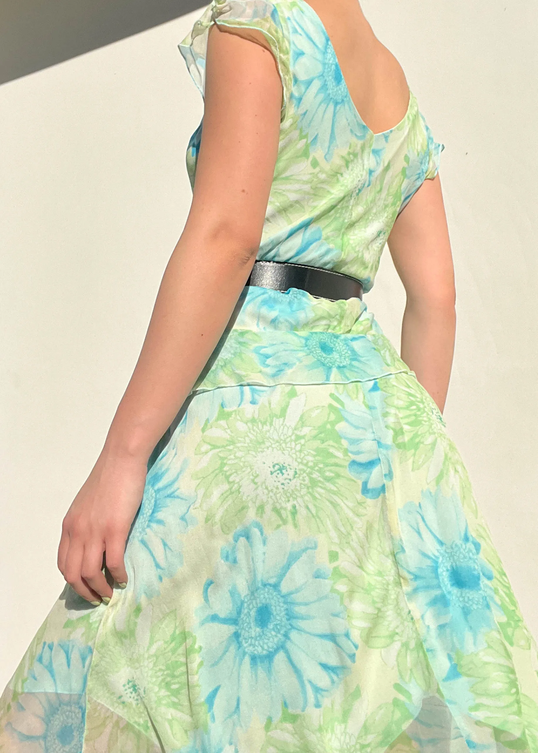 Y2k Floral Fairy Mesh Midi Dress (M)