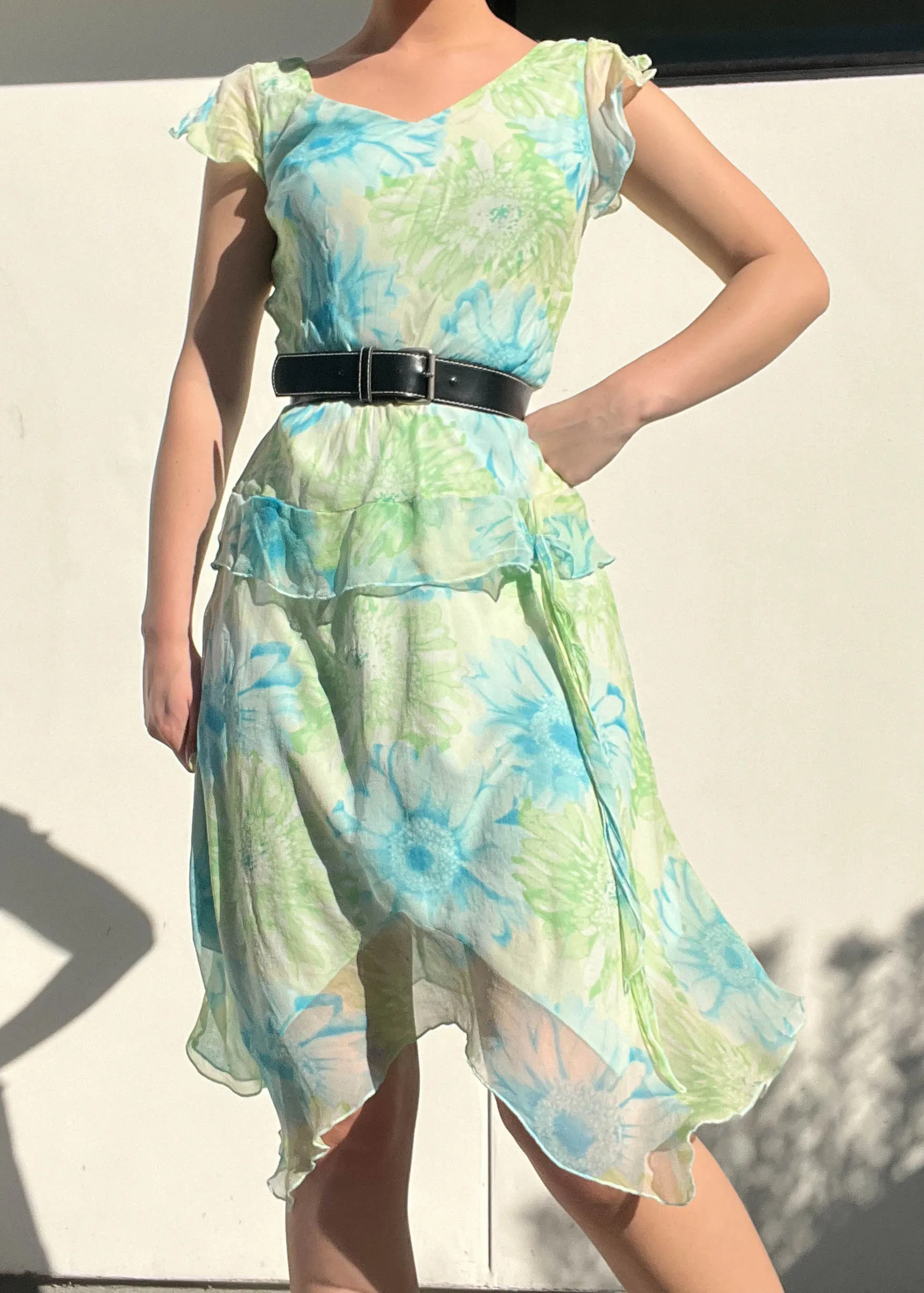 Y2k Floral Fairy Mesh Midi Dress (M)
