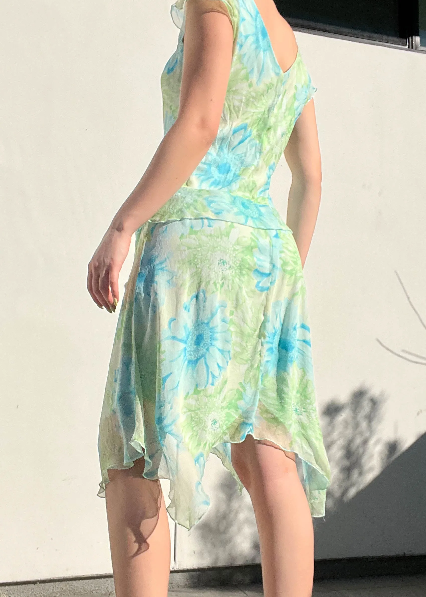 Y2k Floral Fairy Mesh Midi Dress (M)