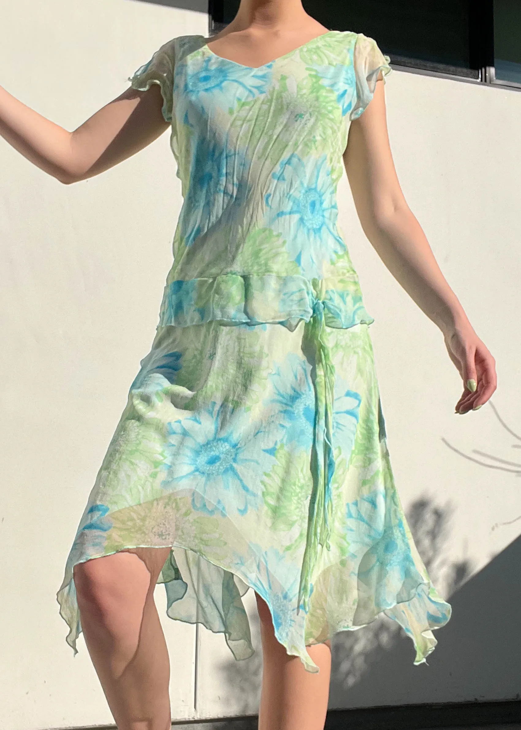 Y2k Floral Fairy Mesh Midi Dress (M)